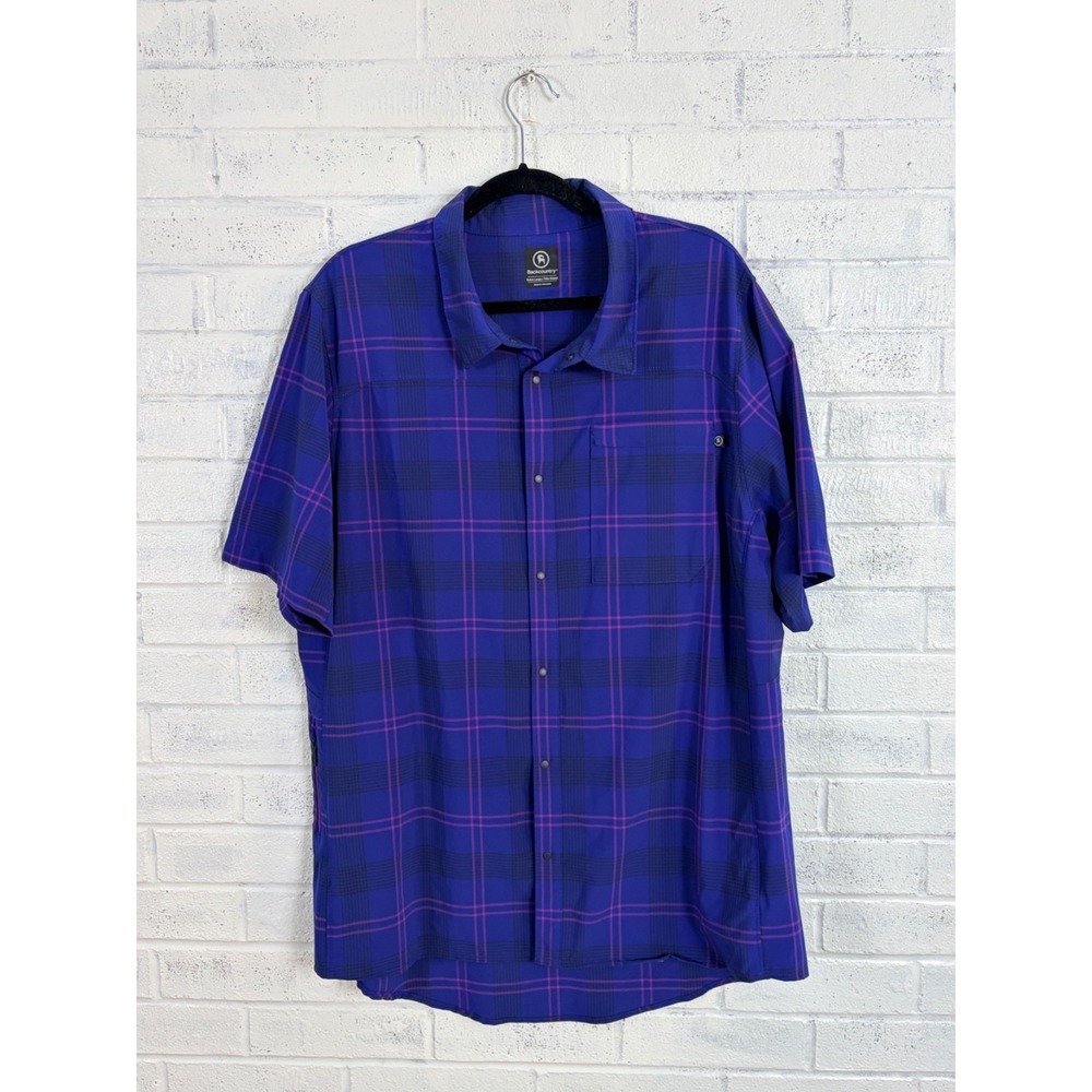 Backcountry Snap Button Shirt Mens XL Blue Plaid Lightweight Outdoor Hiking